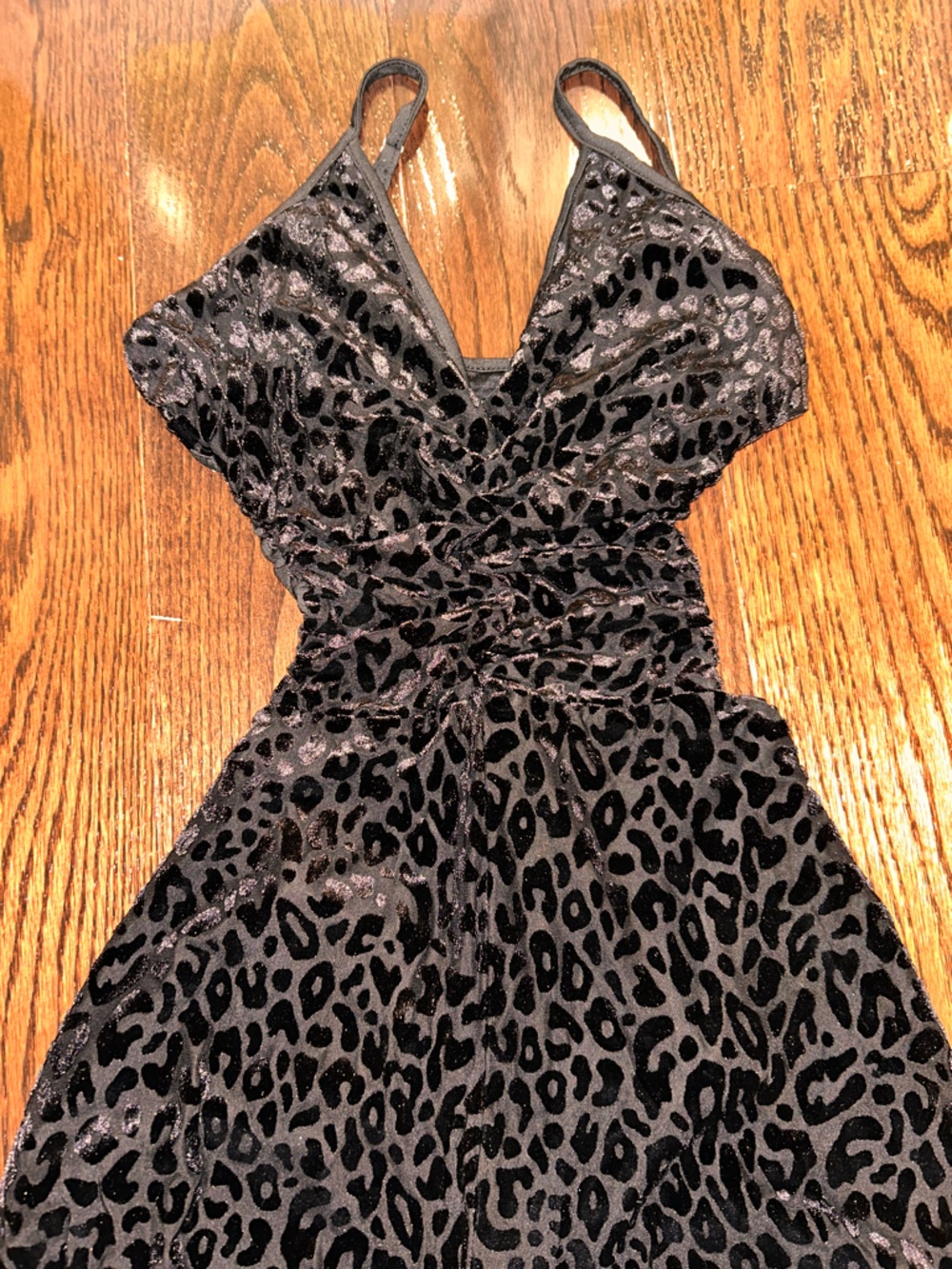 Black Leopard-Print Side/Backless Jumpsuit